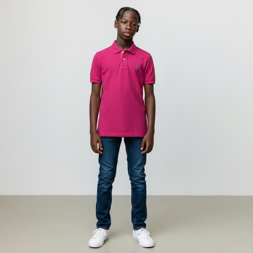 Boys Polo Ralph Lauren Polo Shirt Size 6 Fuchsia Green